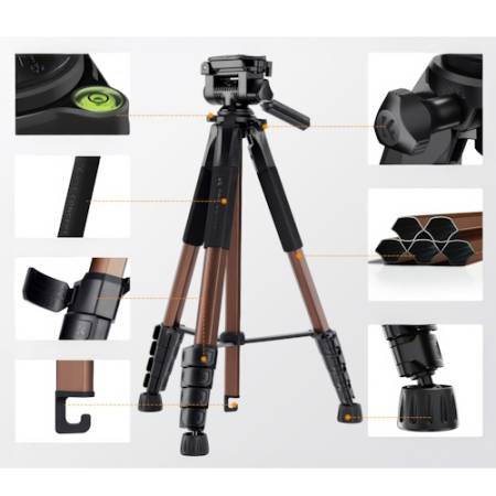 K&F Concept KF4973 S255A3 + BV01 - zestaw, statyw video Alu S255A3 + głowica video BV01 + uchwyt do smartfona